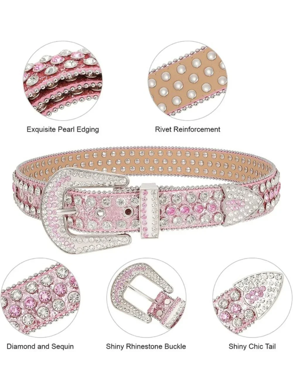 Y2K Style Studded Rhinestone Belt - Cowgirl Bling for Festivals & Gifts